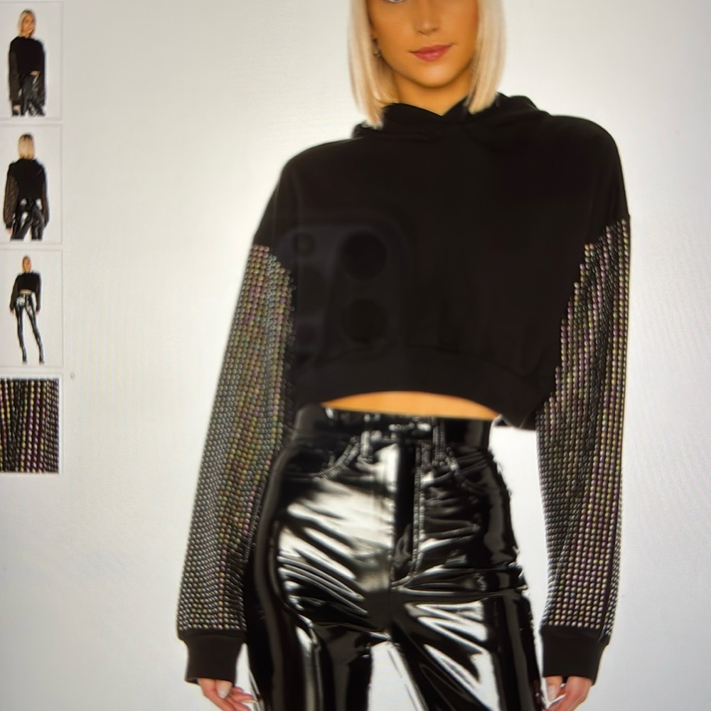 Frankie B. Cropped Crystal Sweatshirt